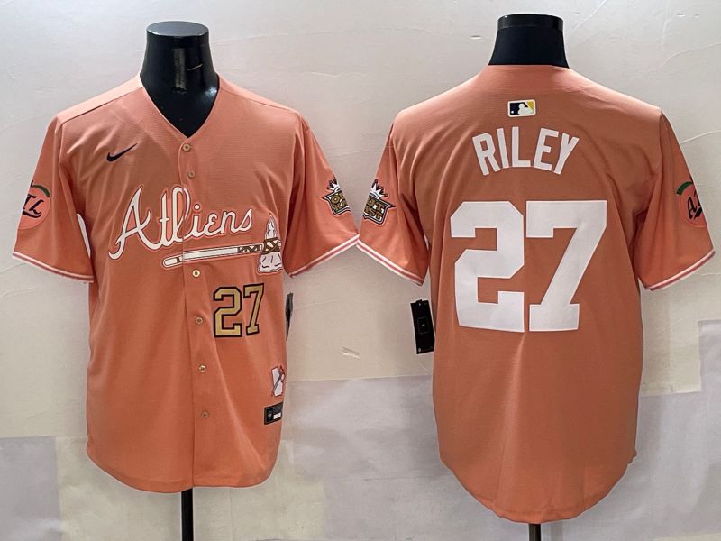 Men Atlanta Braves #27 Riley Orange Five generations Joint Name 2025 Nike MLB Jersey style 4